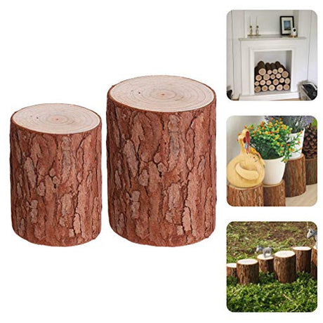 NOLITOY Unfinished Wood Stump with Bark, Natural Wood Stump Model Wood Crafts Christmas Ornaments Rustic Wedding Decoration DIY Crafts NOLITOY