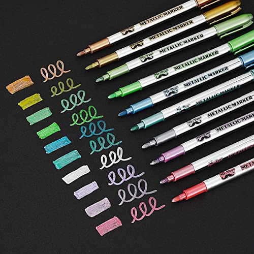 Mr. Pen- Metallic Paint Markers,10 Colors, Metallic Markers for Black Paper, Rock Painting, Card Making, Ceramics, Metal, Glass, DIY Photo Album, - WoodArtSupply