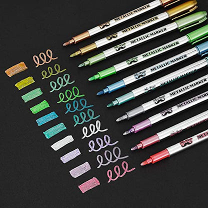 Mr. Pen- Metallic Paint Markers,10 Colors, Metallic Markers for Black Paper, Rock Painting, Card Making, Ceramics, Metal, Glass, DIY Photo Album, - WoodArtSupply