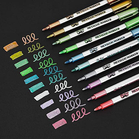 Mr. Pen- Metallic Paint Markers,10 Colors, Metallic Markers for Black Paper, Rock Painting, Card Making, Ceramics, Metal, Glass, DIY Photo Album, Mr. Pen