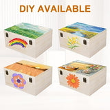 Voittozege Unfinished Wooden Box,12 x 9 x 5 Inch Natural Wood Boxes Large Wooden Box with Hinged Lid and Front Clasp DIY Wood Boxes Craft Stash Boxes Voittozege