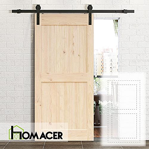 Homacer 5-in-1 Design Solid Natural Pine Wood Barn Door, 30in Wide 84in High, Unfinished and Unassembled, with Pre-drilled Holes for Easy Assemble, HOMACER