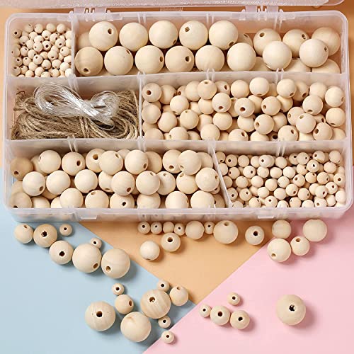 Incraftables Natural Wooden Beads for Crafts 530pcs (8mm, 10mm, 15mm, 20mm & 25mm). Best Wood Beads for Crafts with Holes. Bulk Unfinished DIY Large Incraftables