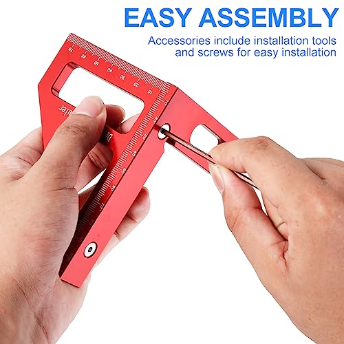 3D Multi-Angle Measuring Ruler, 45/90 Degree Woodworking Square Protractor Aluminum Alloy, Miter Triangle Ruler, Layout Measuring Tool for Engineer Tzgsonp