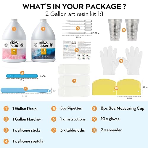 Nicpro 2 Gallon Crystal Clear Epoxy Resin Kit, High Gloss & Bubbles Free Resin Supplies for Coating and Casting, Craft DIY, Wood, Table Top, Bar Top, Nicpro