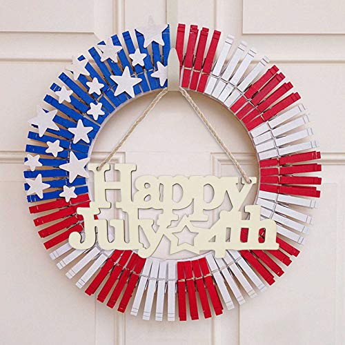 3pcs Happy 4th of July Letter Wood Sign American Star Patriotic Hanging Wooden Plaque DIY Craft Project with Ropes for Memorial Day Veterans Day JANOU