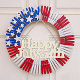 3pcs Happy 4th of July Letter Wood Sign American Star Patriotic Hanging Wooden Plaque DIY Craft Project with Ropes for Memorial Day Veterans Day JANOU