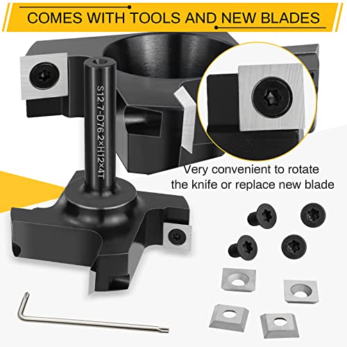 Chaoos CNC Spoilboard Surfacing Router Bit, 1/2" Shank 3" Cutting Diameter 4 Wing, Slab Flattening Router Bit Planing Bit Wood Planer Bit Woodworking Chaoos
