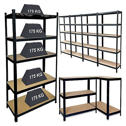 Black Shelves -5 Tier Boltless Garage Shelving Workshop Storage Racking Shelves Heavy Duty Metal Storage Rack Shelf Unit,MDF Sheet Garage - WoodArtSupply