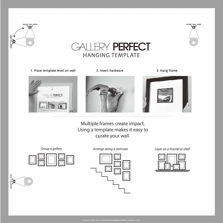 Gallery Perfect 9 Piece White Square Photo Frame Gallery Wall Kit with  Decorative Art Prints & Hanging Template