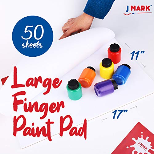 J MARK Complete Toddler Washable Finger Paint Set, Large Finger Paint Pad, Tempera Finger Paints, Smock and More - WoodArtSupply