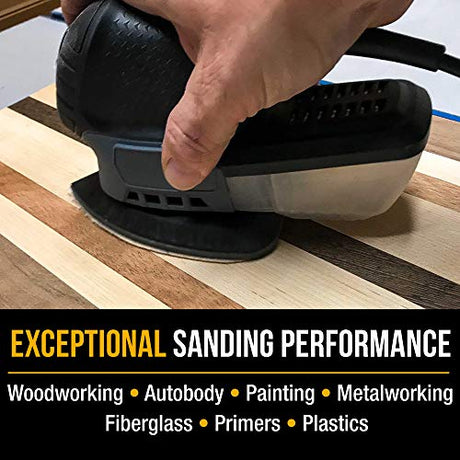 Dura-Gold Premium Mouse Detail Sander Sandpaper Sanding Sheets - 180 Grit (Box of 24) - 5 Hole Pattern Hook & Loop Triangle Mouse Discs - Woodworking Dura-Gold