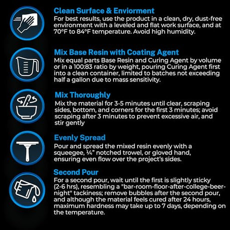 Superclear Table Top Epoxy Resin, 2 Quart Epoxy Kit - Certified Food Grade 1:1 Protective Epoxy Resin for River Tables, Live Edge Tables, Bar Tops, FGCI