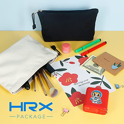 HRX Package Canvas Makeup Bag, 2pcs Cosmetic Zipper Pouches Travel Organizer Case for Brush Purse Diaper Bag Tote Bag - WoodArtSupply