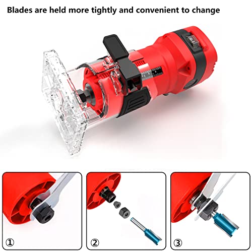 Wood Router Tool,Dobetter Routers for Woodworking, Compact Trim Router with 6 Wood Router Bits, 1/4" Collets and 8mm/12.7mm Adapter -DBTR550 - WoodArtSupply