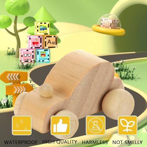 SHUESS 24 Packs Wooden Cars to Paint Unfinished Wooden Cars for Craft Cars DIY Wood Toy Car for Handcraft Projects Family Time SHUESS
