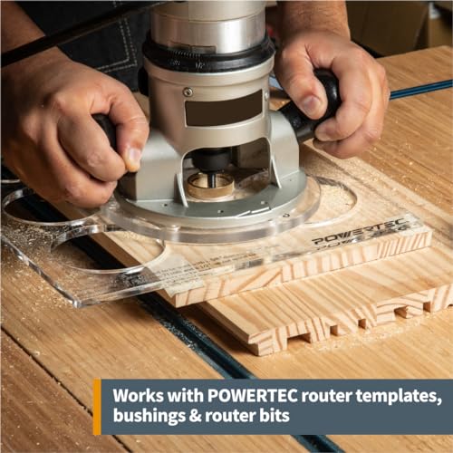 POWERTEC Offset Router Plate w/Edge Routing Reversible Fence, Multiple Letter-Marked Predrilled Holes, Knobs and Screws for Adaptive Mounting. Fits - WoodArtSupply