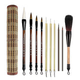 SEAMEW 10-Piece Chinese Calligraphy Brush Set - Premium Watercolor Brushes for Kanji, Japanese Sumi, Painting, Drawing, Art Supplies with Roll-up SEAMEW