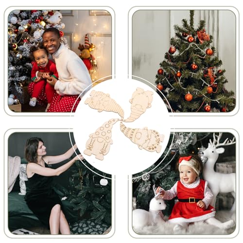 VOSAREA 40Pcs Christmas Gnome Wood Cutouts Unfinished Christmas Wooden Ornaments Xmas Tree Hanging Embellishments Crafts for DIY Arts Crafts Holiday VOSAREA