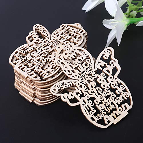 12 Pcs/Pack Wooden Hollow Out Angel for Doll Ornaments Pendants Embellishments for DIY Art Craft Projects Christmas Party Decoration with Rope Easter Youngy