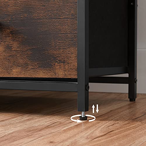 SONGMICS Dresser for Bedroom, Chest of Drawers, 6 Drawer Dresser, Closet Fabric Dresser with Metal Frame, Wooden Top and Front, Brown and Black SONGMICS