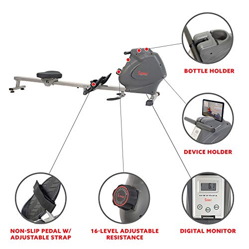 Sunny Health & Fitness Multifunction Premium Magnetic Indoor Rowing Machine - SF-RW5941 - WoodArtSupply