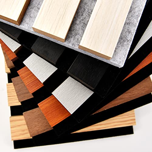 Art3d Wood Slat Acoustic Panels for Stylish Decor and Noise Reduction, 3D Textured Panel for Ceiling and Wall, Samples Pack