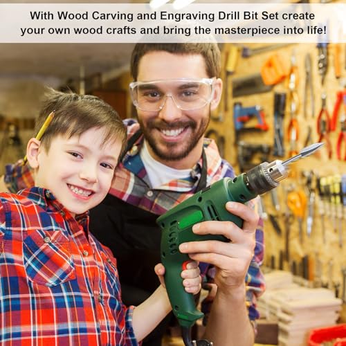15 Pieces Wood Carving Engraving Drill Bit Woodworking Drill Bit DIY Wood Carving Tools Accessories for Rotary Tools Honoson
