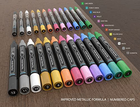 Acrylic Paint Markers Paint Pens Special Colors Set Extra Fine And Medium Tip Combo For Rock Painting, Canvas, Fabric, Glass, Mugs, Wood, Ceramics, TOOLI-ART