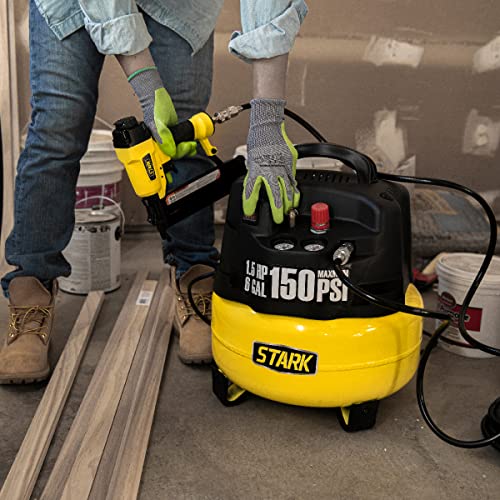 Stark 6 Gallon Pancake with 18 Gauge Brad Nailer Set Electric Oil-Less Air Compressor, 150 PSI Stark USA