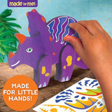 Made By Me Paint Your Own 3D Dinos & Friends, Includes 3 Dinosaurs to Paint, 7 Acrylic Paints, Dino Stickers, Dinosaur Made from Wood, Custom Made By Me