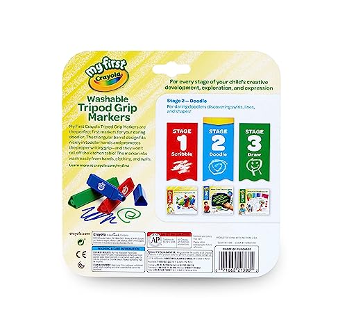 Crayola My First, Tripod Washable Markers for Toddlers, 8ct Crayola