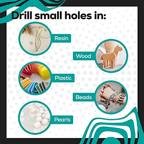 Roxy Epoxy Aluminum Alloy Pin Vise Hand Drill Bits (26 Pcs) - Rotary Tool for Resin Crafts, Jewelry Repair, and Wood Carving - Micro Mini Twist Roxy Epoxy