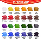 Falling in Art 34 Pieces Acrylic Paint Set - Canvas Painting Kit with 26 Acrylic Paints, Nylon Brushes, Plastic Palette, Mixing Knife for Kids, Falling in Art