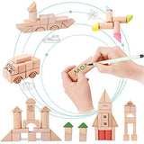 iPlay, iLearn Toddler Wooden Building Block Toys, 72 PCS Kids Natural Wood Stacking Blocks Set Standard Unit, Preschool Kindergarten Montessori Toy, iPlay, iLearn