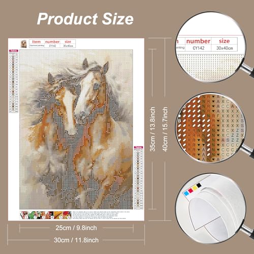 Stalente Diamond Painting Kits for Adults, Horse Round Full Drill Diamond Art Kits, 5D DIY Paint with Diamonds Crafts for Home Wall Decoration Gifts Stalente