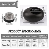 WANDIC Flower Arrangement Vase Kit, Black Pebble Ceramic Planter Pot with 4cm Kenzan Flower Frog Pottery Floral Arranging Pin Needle Holder for Desk WANDIC
