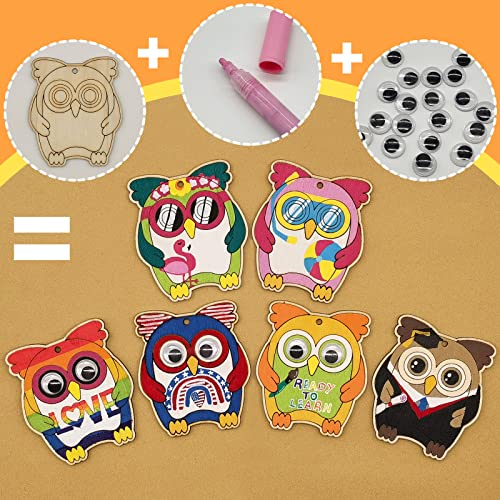 36 Sets Owl Unfinished Wooden Ornaments Craft Make Your Own Owl Blank DIY Owl Cutout Hanging Slices for Kids Xmas Tree Craft Painting All Festival WoodArtSupply