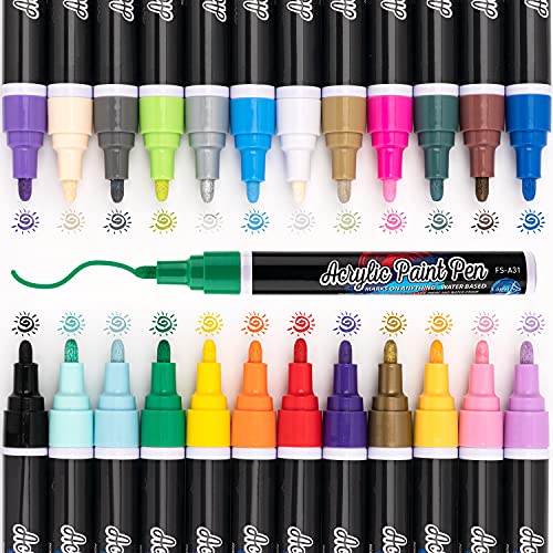 IJIANG 24 Colors Acrylic Paint Pens Professional Hard pen point Valve-action Structure,Acrylic Paint Markers Waterproof Ink for - WoodArtSupply