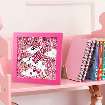 TOY Life 5D Diamond Painting for Kids with Wooden Frame - Diamond Arts and Crafts for Kids Ages 6-8 - 10-12 - Gem Painting Kit - Unicorn Diamond