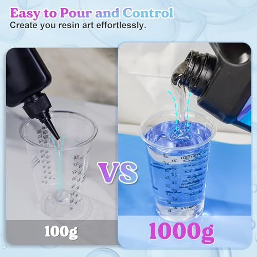 LET'S RESIN UV Resin, Upgraded 1,000g Crystal Clear UV Resin Hard, Low Odor Ultraviolet Epoxy Resin, UV Light Cure Solar Sunlight Activated Glue for LET'S RESIN