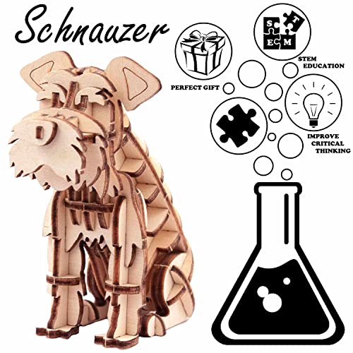 Vyperion 3D Wooden Puzzle Pet Schnauzer Animal Box | DIY Plywood Craft Model Kit for Adults, Teens & Children | Educational Brain Teaser STEM Puzzles Vyperion