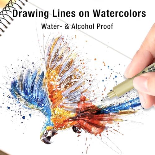 KERIFI 12 Colors 05 Micro Fineliner Drawing Art Pens, Waterproof Archival Ink Pens, 0.45mm Multiliner Fine Liner Pens for Illustration Technical KERIFI