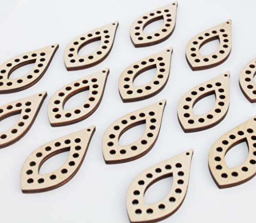ALL SIZES BULK (12pc to 100pc) Unfinished Wood Laser Teardrop with Circle Cutouts Dangle Earring Jewelry Blanks Shape Crafts Made in Texas Texan Wood Crafts
