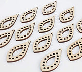 ALL SIZES BULK (12pc to 100pc) Unfinished Wood Laser Teardrop with Circle Cutouts Dangle Earring Jewelry Blanks Shape Crafts Made in Texas Texan Wood Crafts