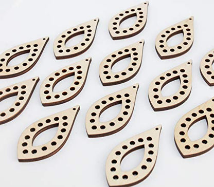 ALL SIZES BULK (12pc to 100pc) Unfinished Wood Laser Teardrop with Circle Cutouts Dangle Earring Jewelry Blanks Shape Crafts Made in Texas