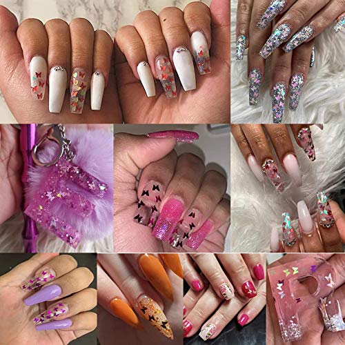 LoveOurHome 60g Butterfly Shapes Chunky Glitter Flakes Holographic Mylar Glitter Sequins Confetti Sparkles Manicure Nail Design Decor Resin Epoxy LoveOurHome