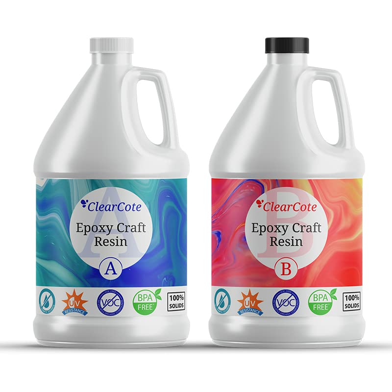 Clear Cote 2 Gallon Epoxy Resin Craft Kit - Crystal Clear, Quick Setting, & Self Leveling - Perfect for Countertop Topcoats, Arts & Crafts, and 5-Star