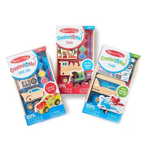 Melissa & Doug Decorate-Your-Own Wooden Craft Kits Set - Plane, Train, and Race Car - WoodArtSupply