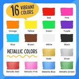 Chalkola Liquid Chalk Markers & Metallic Colors Pack of 16 Chalk Pens - for Chalkboard, Blackboards, Window, Glass, Bistro | 6mm Reversible Bullet & Chalkola